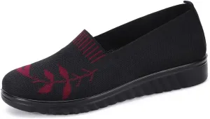 Women's Knitted Flat Shoes Breathable Mesh Loafers Anti Slip Driving Shoes Lightweight Comfortable Walking Shoes