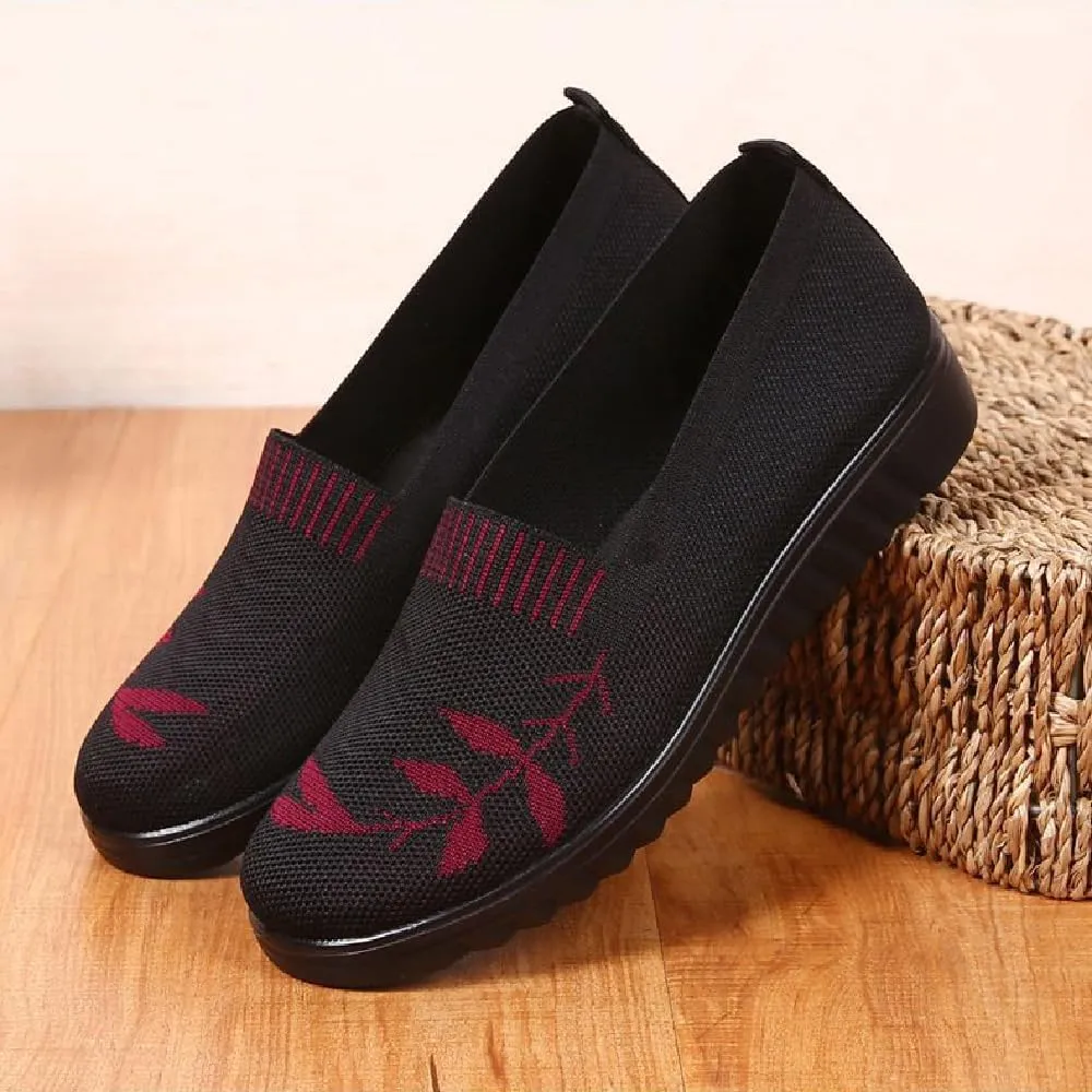 Women's Knitted Flat Shoes Breathable Mesh Loafers Anti Slip Driving Shoes Lightweight Comfortable Walking Shoes