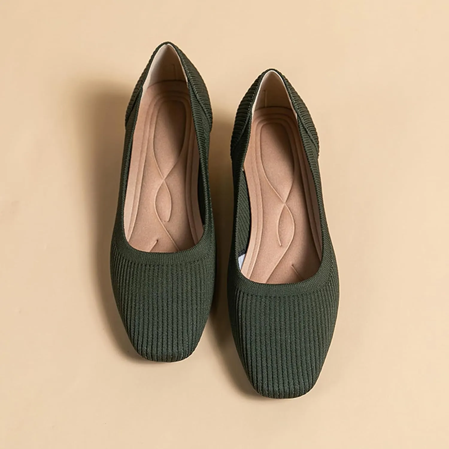 Women's Knitted Square Toe Chunky Heel Pumps,Classic Woven Low Heel Closed Toe Anti-Slip Comfortable Slip On Wedding Party Office Casual Dress Shoes
