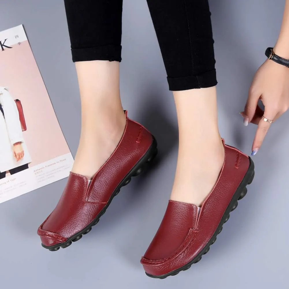 Women's Leather Loafers Comfortable Flat Shoes