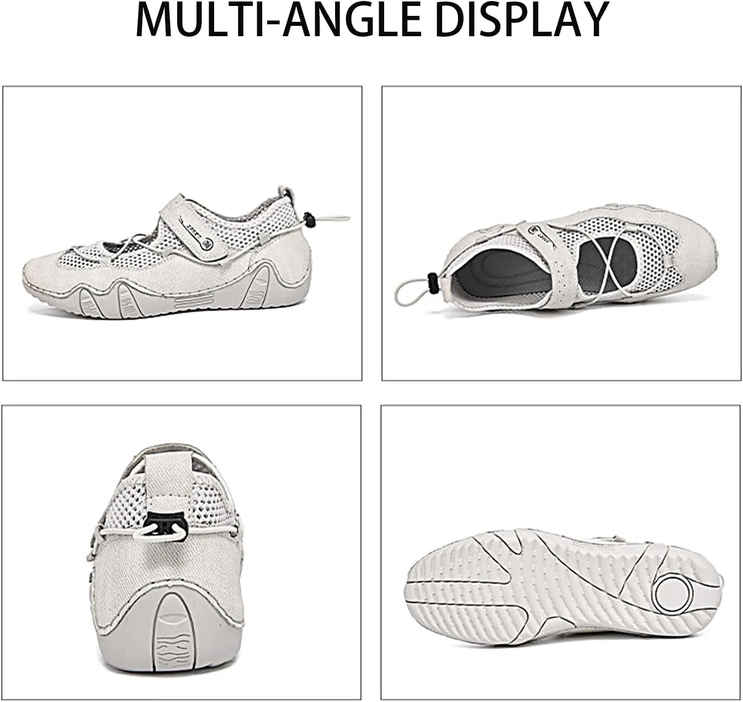 Women's Leather Outdoor Mesh Breathable Trail Shoes Outdoor Casual Low Top Non Slip Lightweight Mesh Sneakers for Hiking & Walking