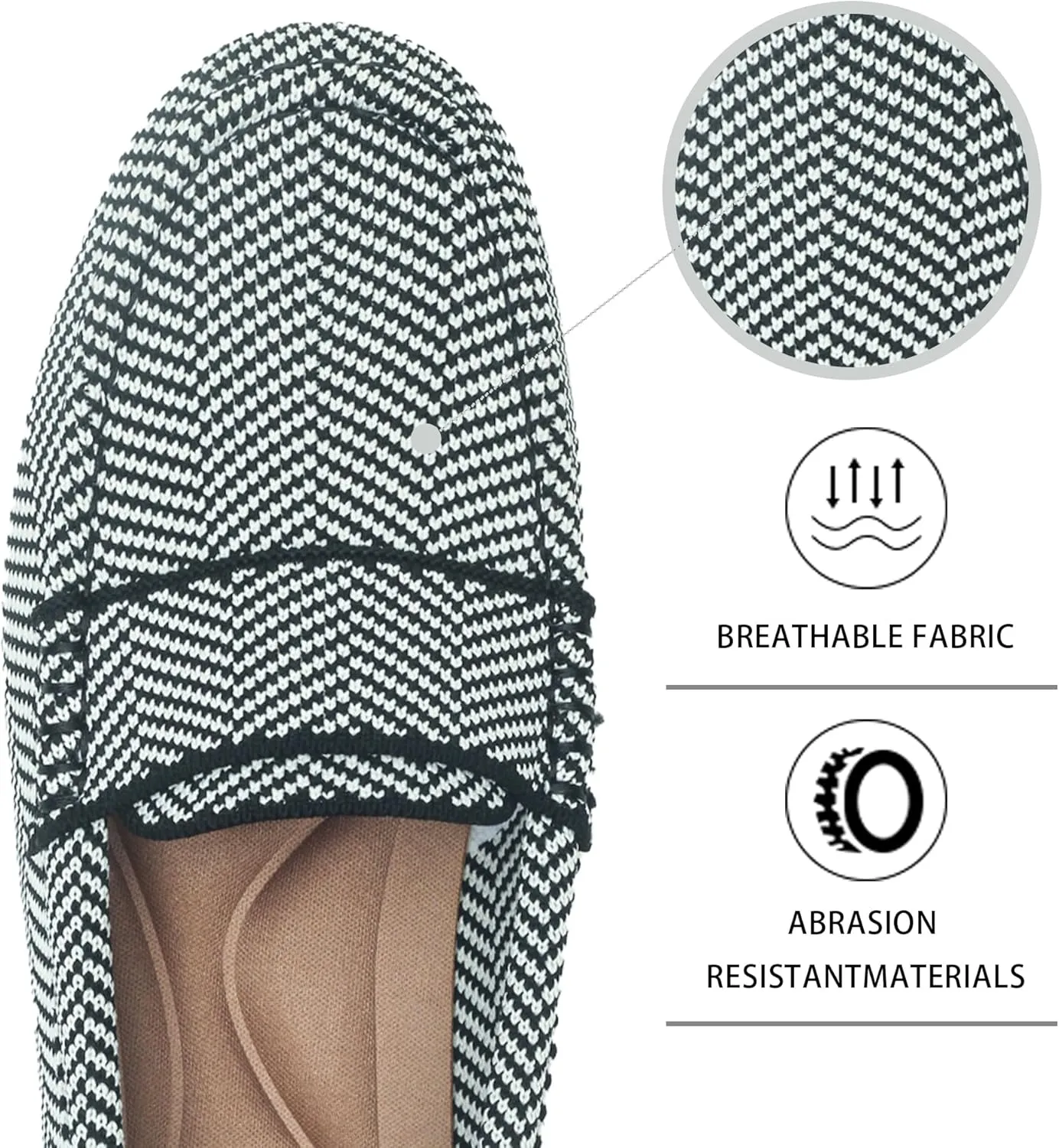 Women's Lightweight Knitted Loafers Casual Flat Shoes Comfortable Boat Shoes Flat Bottomed Breathable Shoes