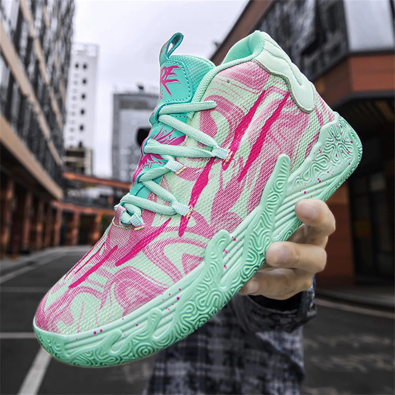 Womens Lightweight Lace Up High Top Fashion Basketball Shoes Soft Non-Slip Running Tennis Volleyball Sneakers Classic Sports Shoes