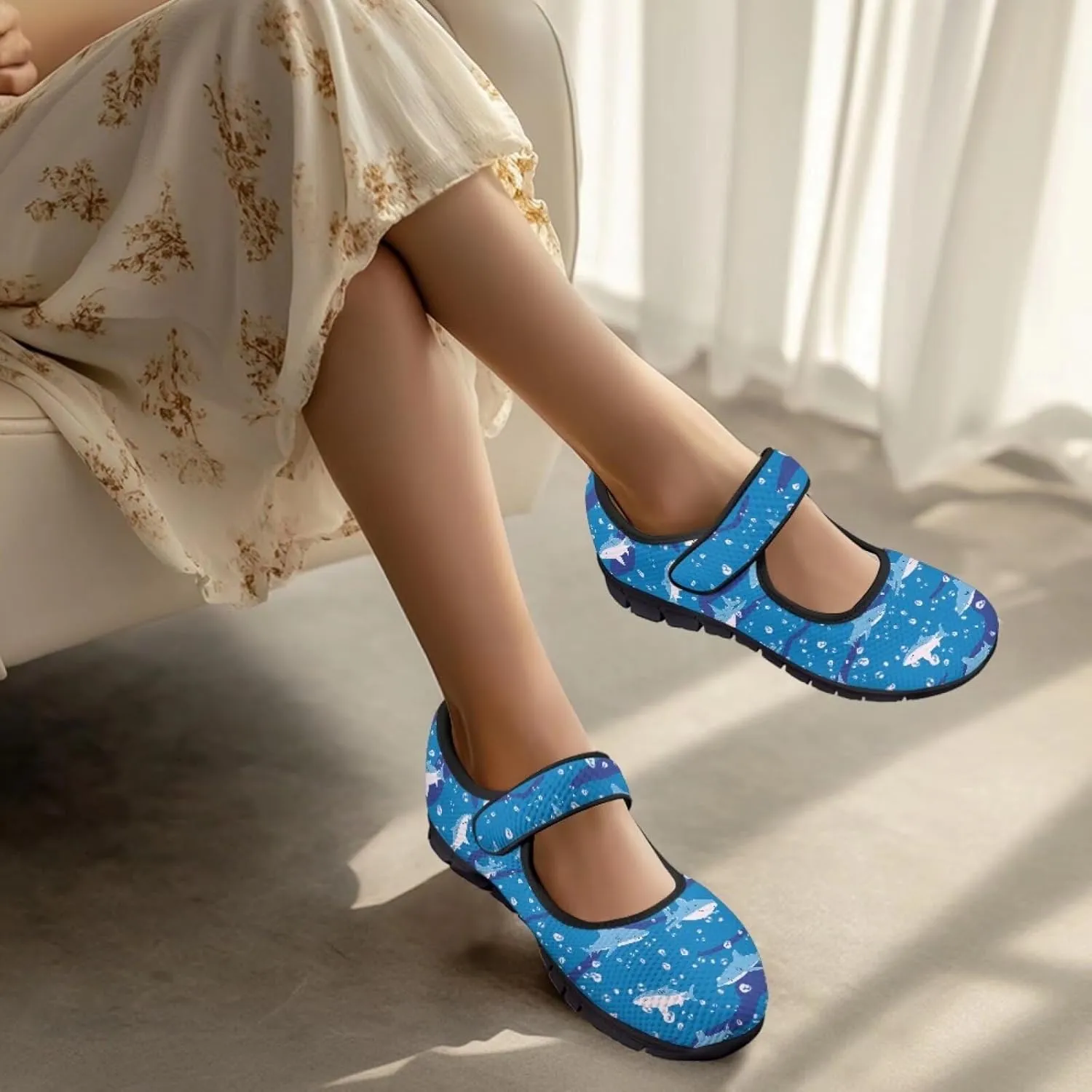 Women's Mary Jane Shoes Animals Print Walking Shoes Flat Breathable Non Slip Sneaker