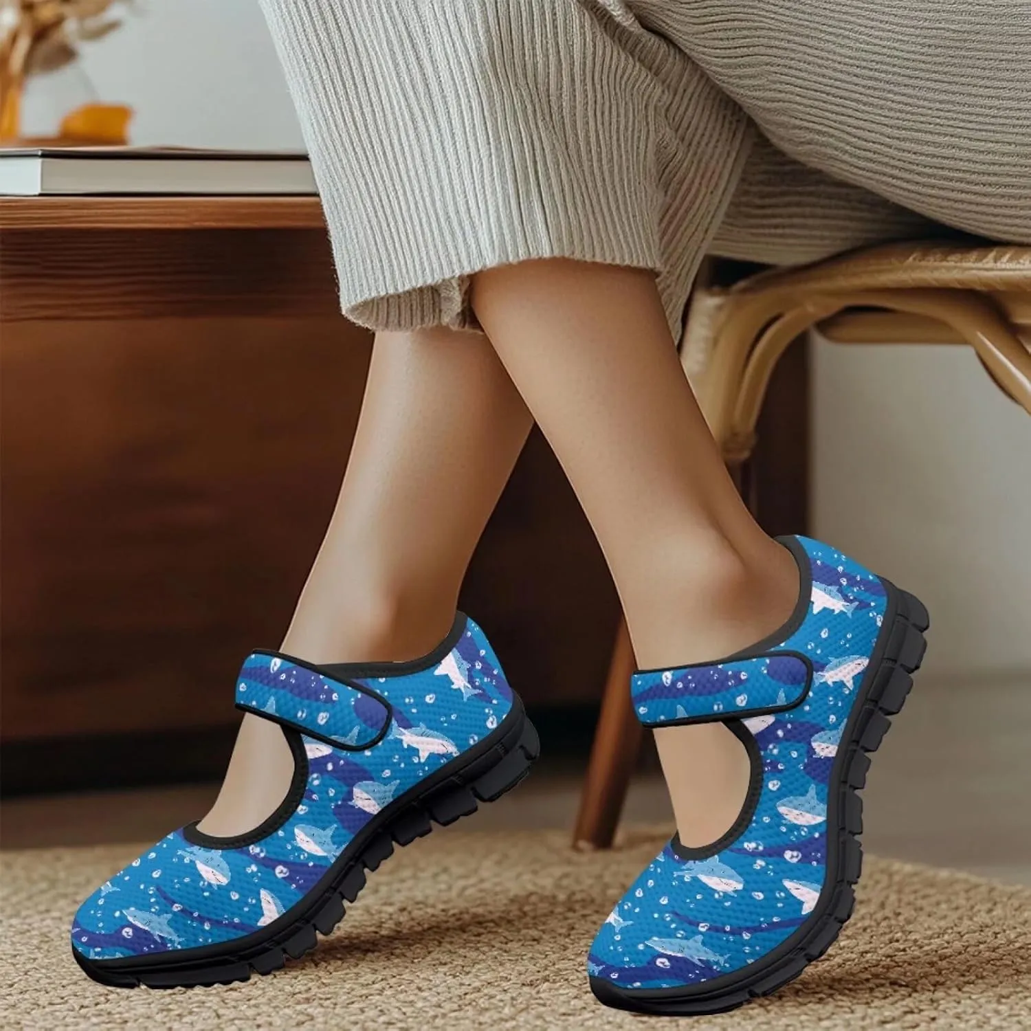 Women's Mary Jane Shoes Animals Print Walking Shoes Flat Breathable Non Slip Sneaker