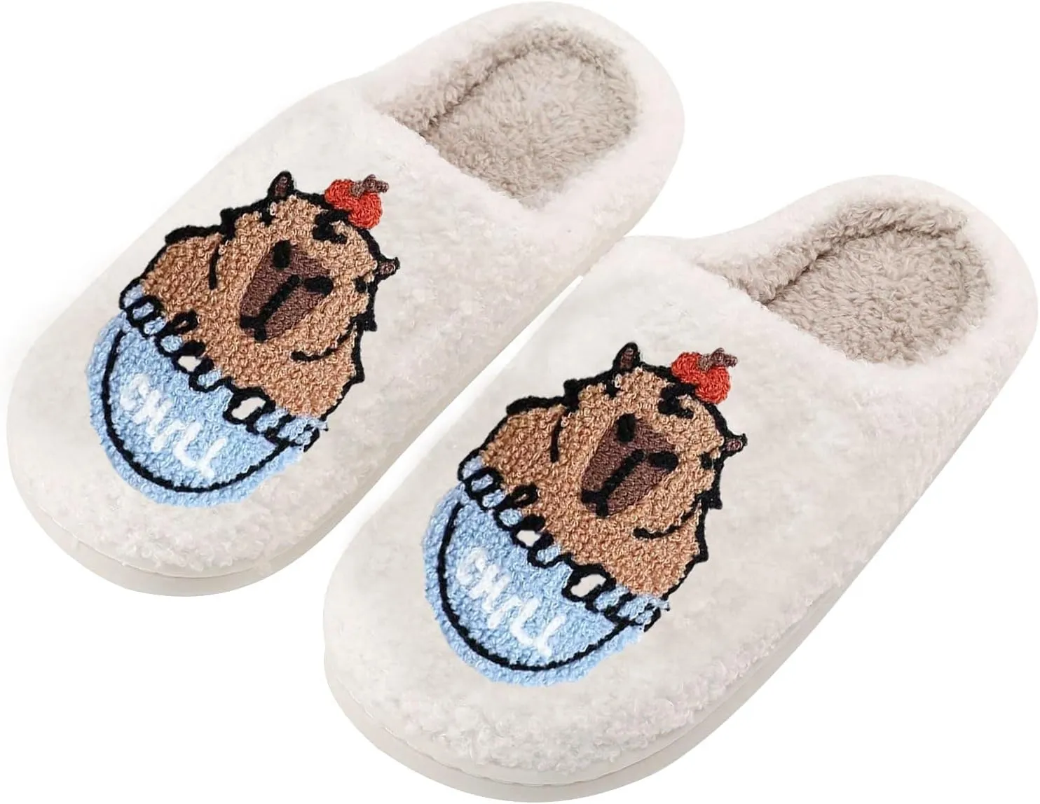 Women's Men's Cute Frog Slippers Fuzzy Memory Foam Kawaii Cartoon Animal Slippers Winter Warm Fluffy Shoes