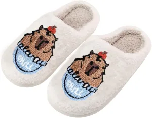 Women's Men's Cute Frog Slippers Fuzzy Memory Foam Kawaii Cartoon Animal Slippers Winter Warm Fluffy Shoes