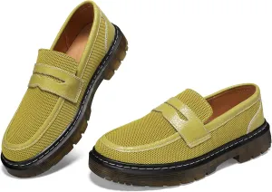 Women's Mesh Penny Loafers Breathable Knitted Flat Shoes Comfortable & Lightweight Slip-Ons