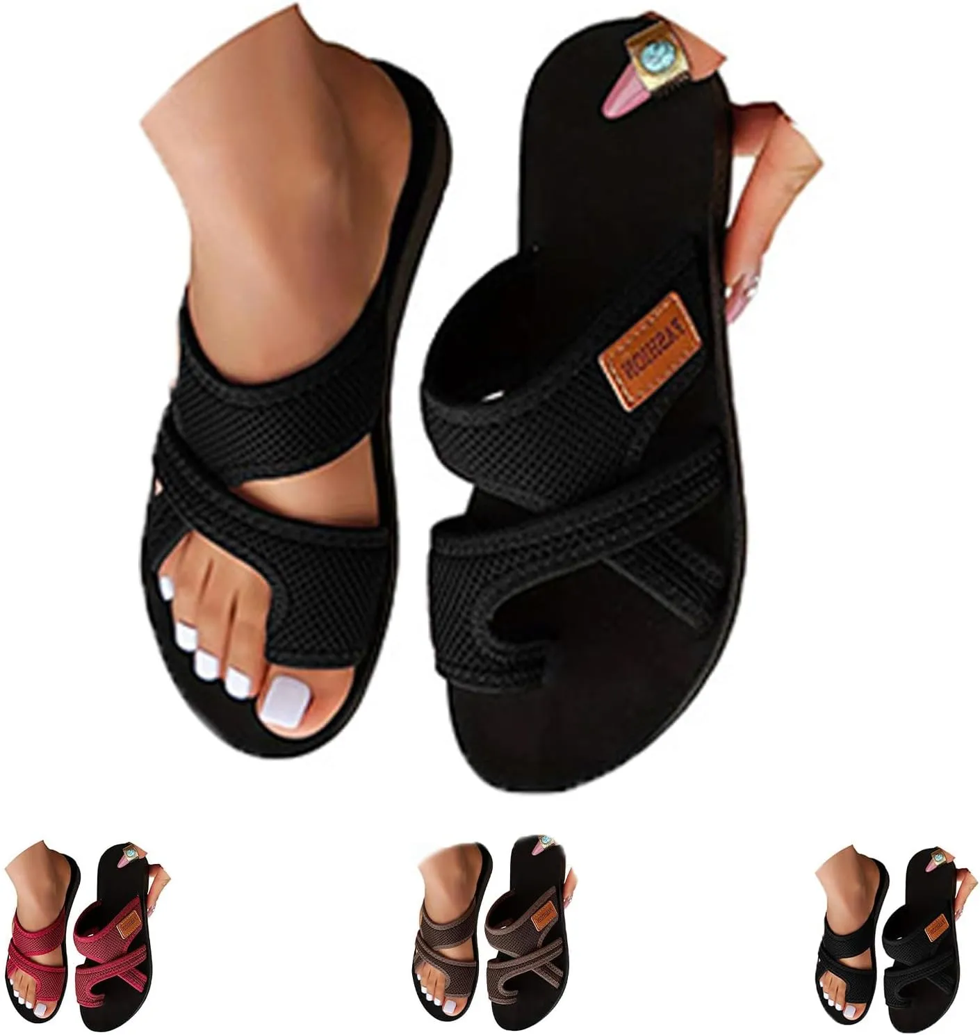 Women's Orthopedic Sandals – Breathable Mesh Slides with Arch Support, Lightweight Hollow Design
