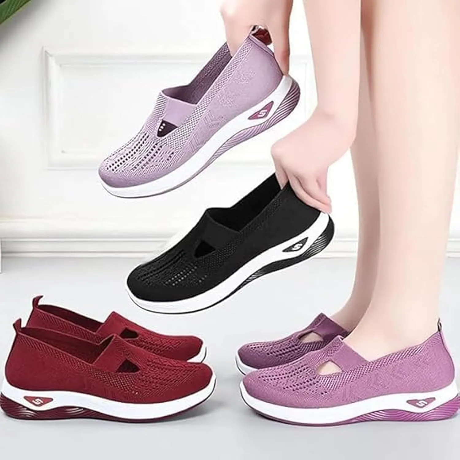 Women's Orthopedic Walking Shoes - Lightweight, Loose Fit, Breathable, Mesh-Comfortable, Soft Soled, Wide & Bulky Sneakers