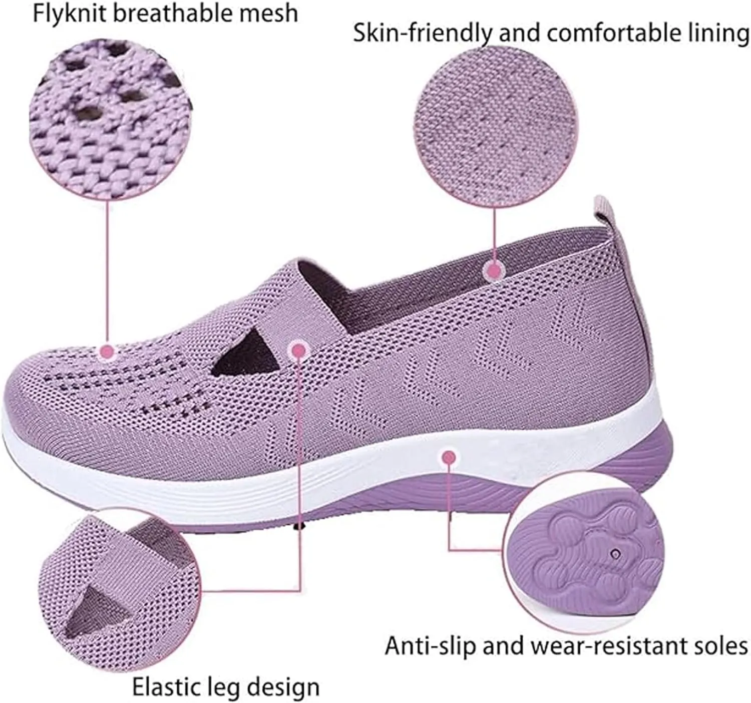 Women's Orthopedic Walking Shoes - Lightweight, Loose Fit, Breathable, Mesh-Comfortable, Soft Soled, Wide & Bulky Sneakers