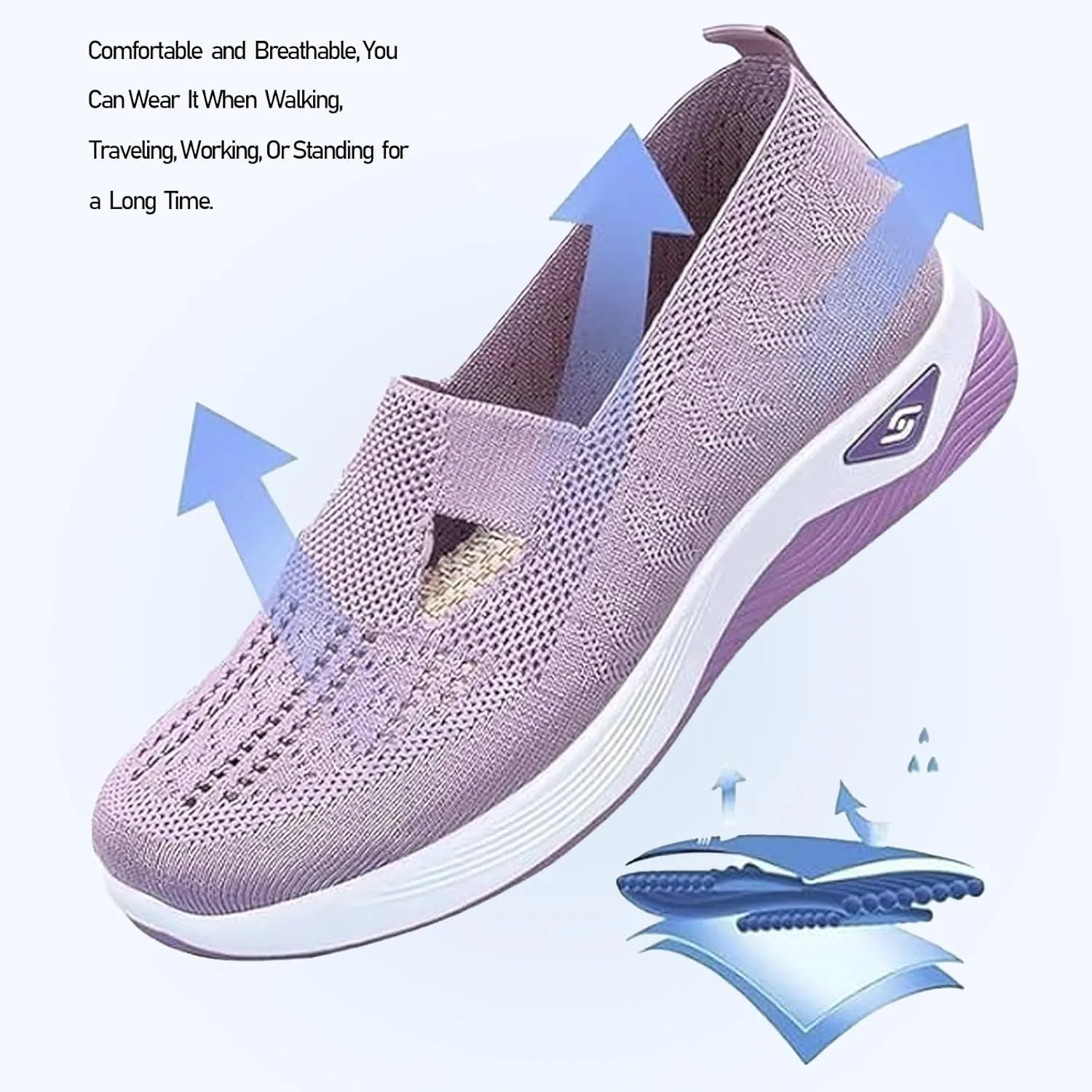 Women's Orthopedic Walking Shoes - Lightweight, Loose Fit, Breathable, Mesh-Comfortable, Soft Soled, Wide & Bulky Sneakers