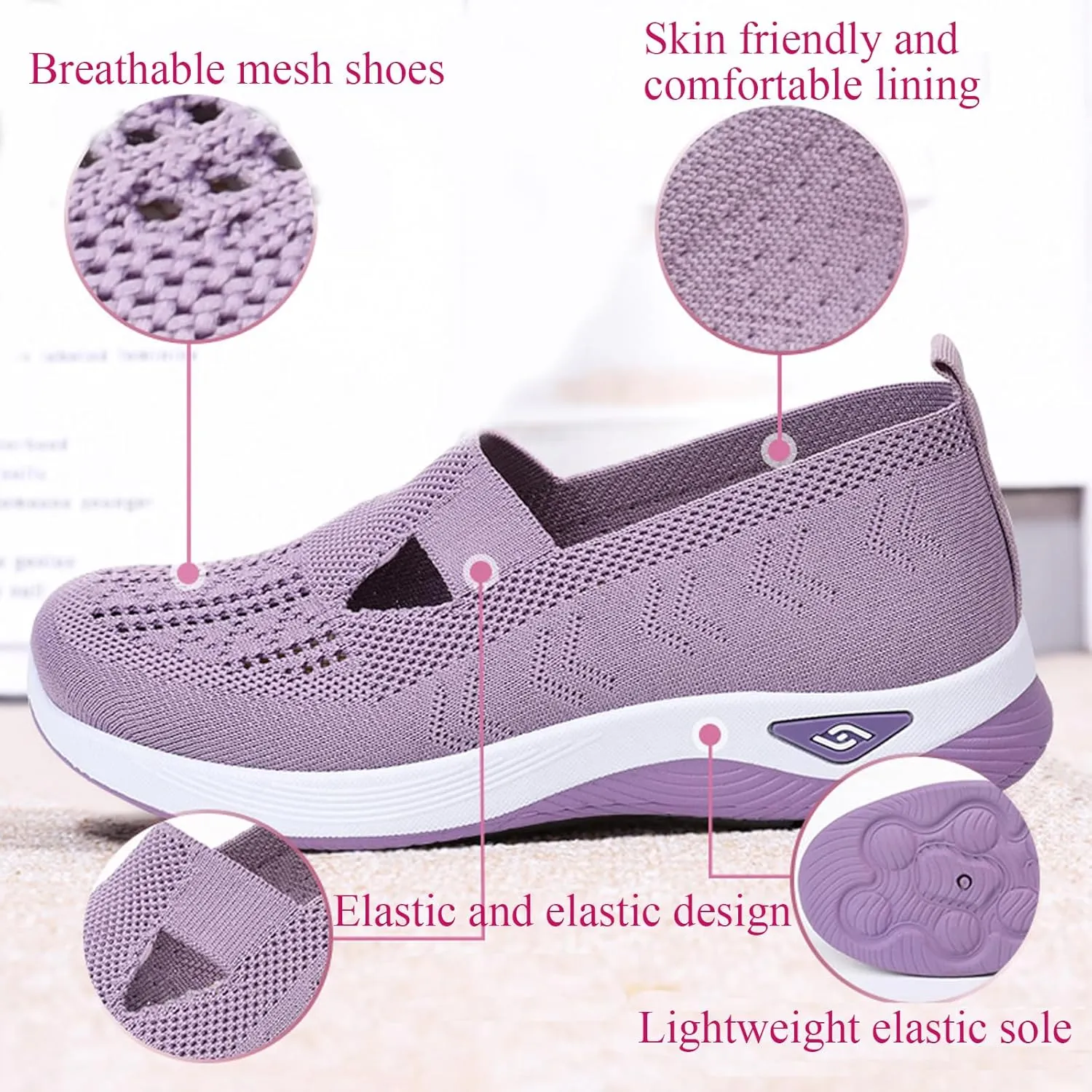 Women's Orthopedic Walking Shoes - Lightweight, Loose Fit, Breathable, Soft Soled, Wide & Bulky