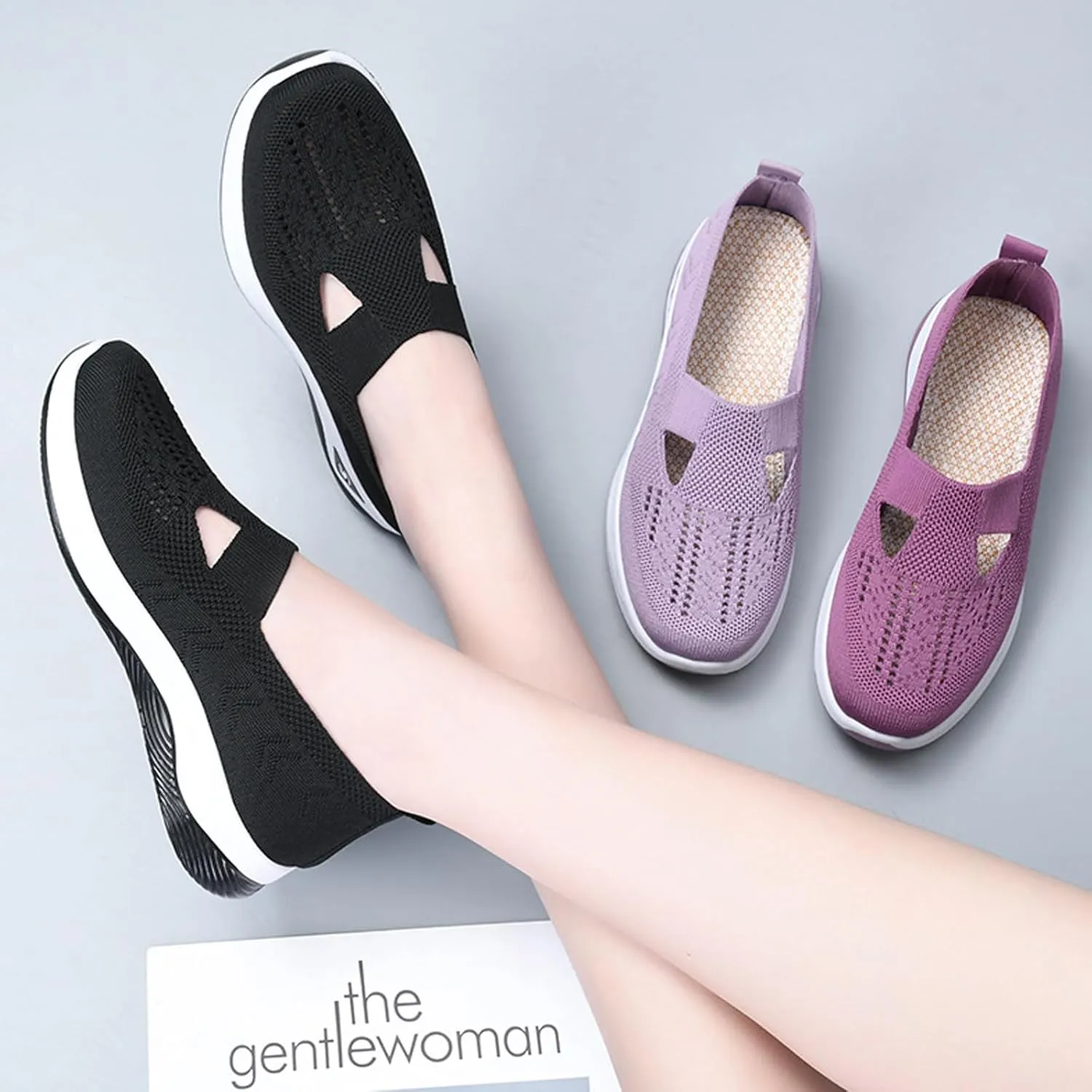 Women's Orthopedic Walking Shoes - Lightweight, Loose Fit, Breathable, Soft Soled, Wide & Bulky
