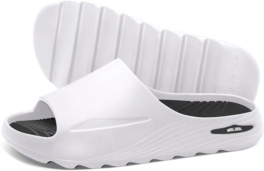 Womens Recovery Slide Sandals with Comfortable Plantar Fasciitis Arch Support Orthotic, Odorless, Non Slip, Lightweight, Thick Cushion Slippers for House, Outdoor Walking