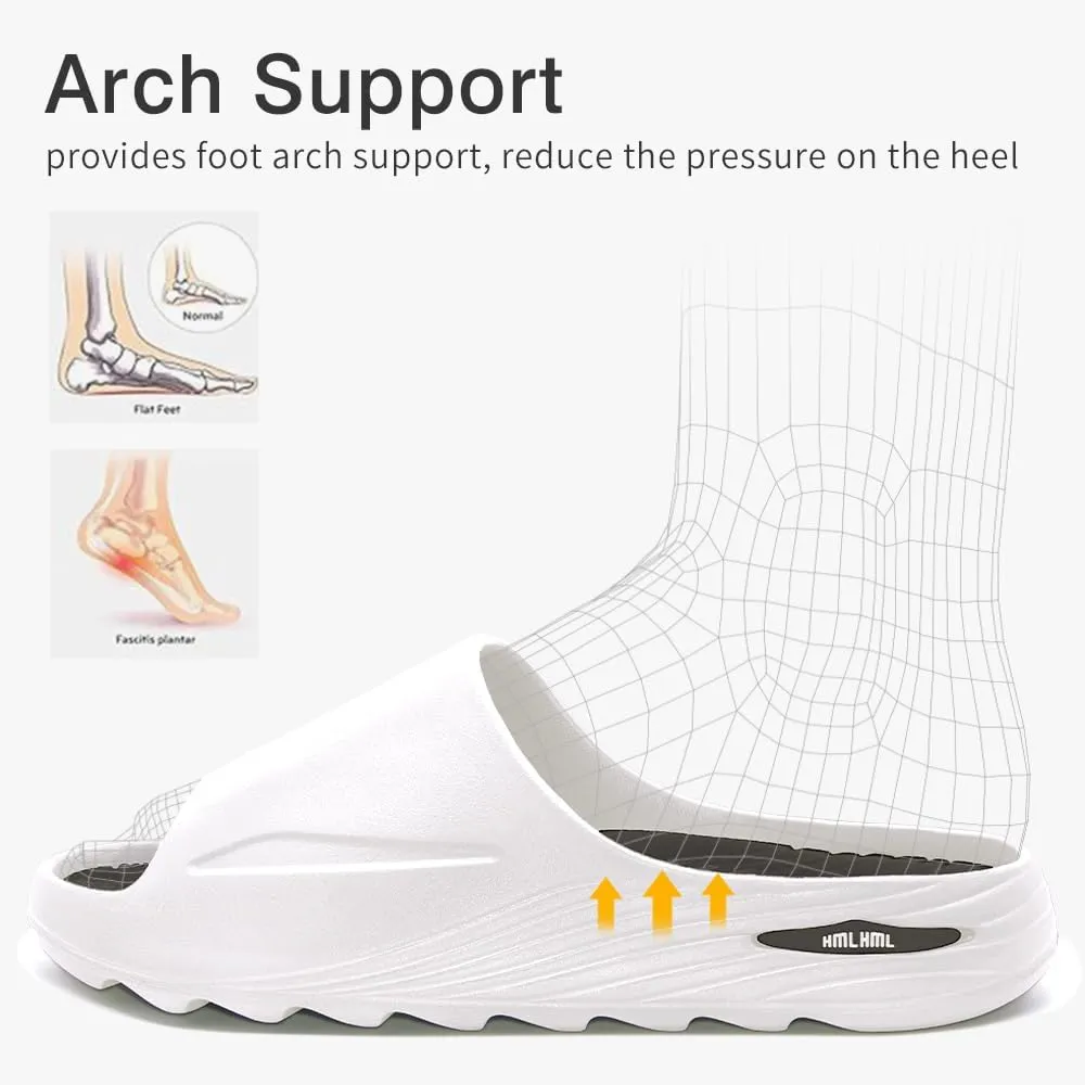 Womens Recovery Slide Sandals with Comfortable Plantar Fasciitis Arch Support Orthotic, Odorless, Non Slip, Lightweight, Thick Cushion Slippers for House, Outdoor Walking