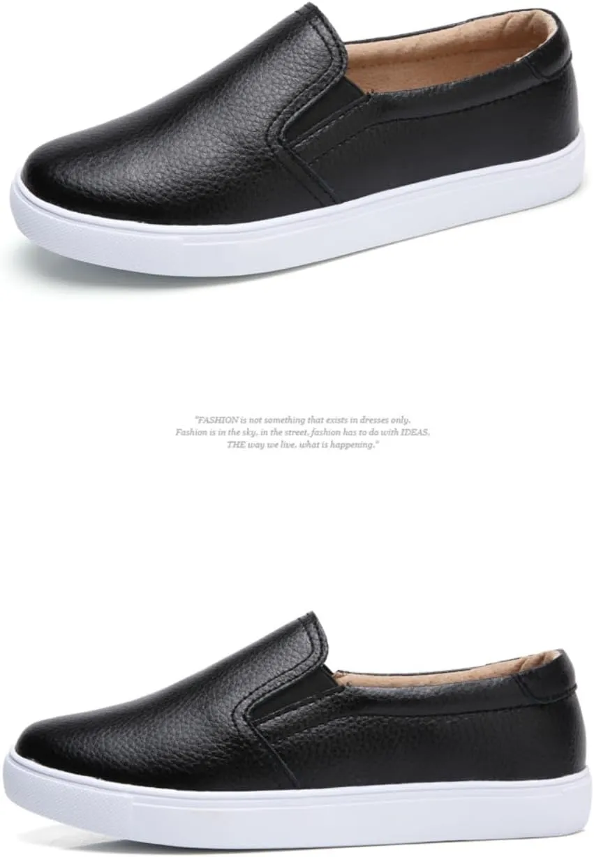 Womens Round Toe Wide Shoes Breathable Lightweight Loafers for Elderly Women Walking Nurse Work Flat Slip-On Shoes