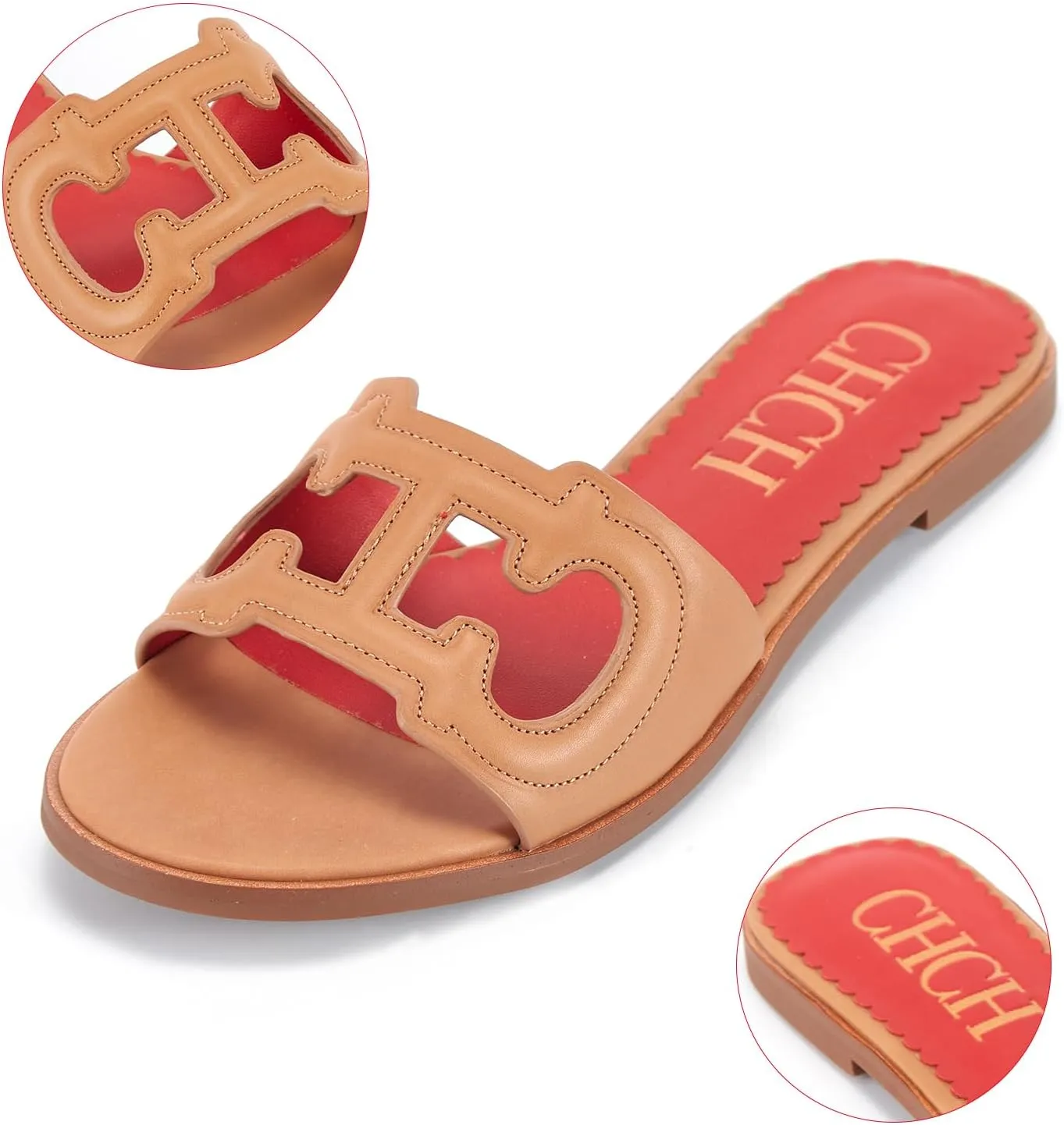 Women's Sandals Comfortable Open Toed Flat Slippers Beach Vacation Sandals Hollowed Out Design