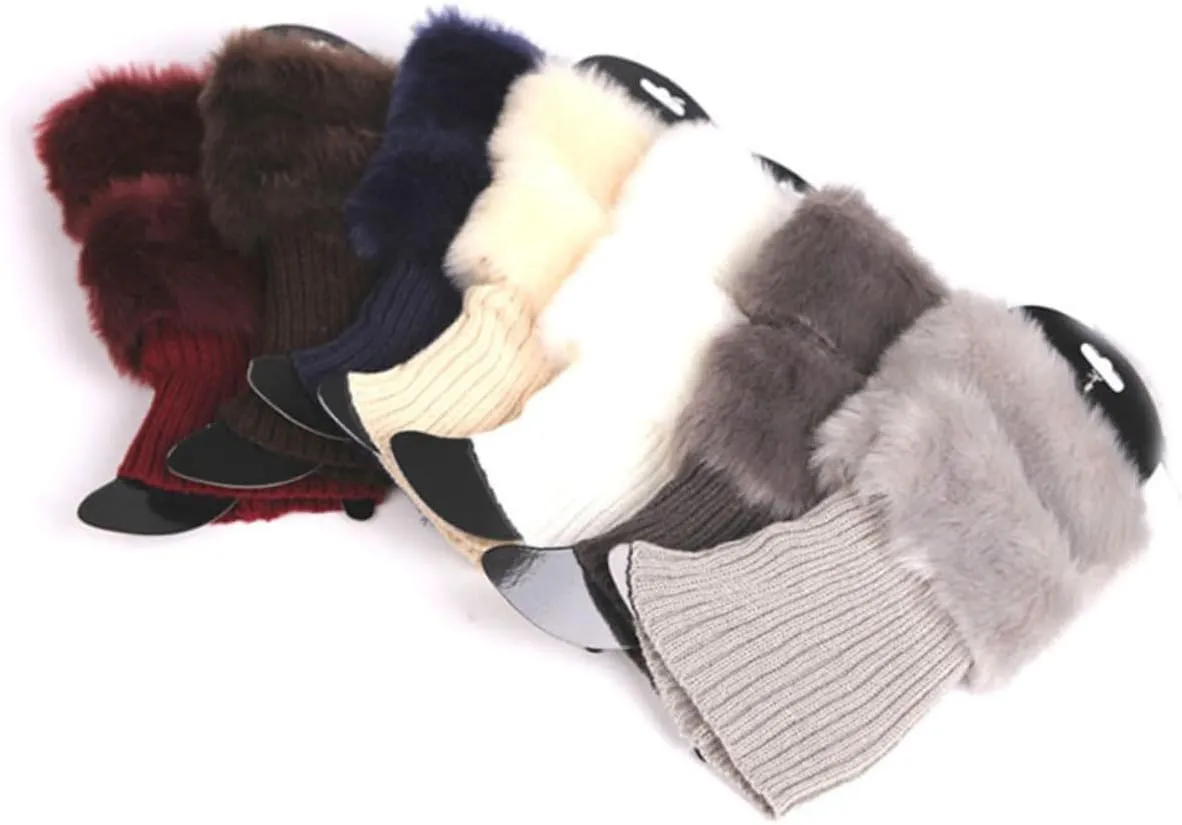 Women's Short Wool Shoes Set Breathable Boot Cuff Cover Christmas Fur Anklets Size Soft Acrylic Light Gray Stylish Winter Accessory