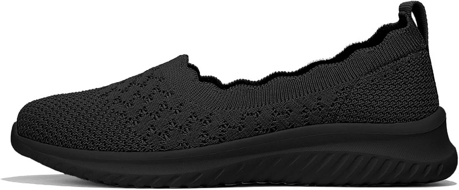 Women's Slip On Casual Flat Shoes Comfortable Breathable Knit Loafers Lightweight Walking Sneakers for Everyday