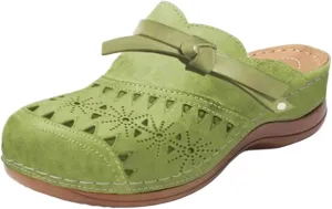 Womens Slip On Clogs and Mules Wide Width Wedge Sandals Comfortable Vintage Closed Toe Snadals Hollow Out Summer Wedge Shoes Arch Support Outdoor Beach Slippers