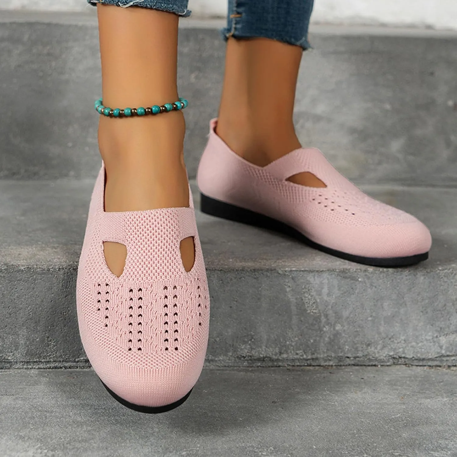 Women's Slip on Loafer Shoes, Casual On Flat Shoes, Breathable Mesh Walking Shoes