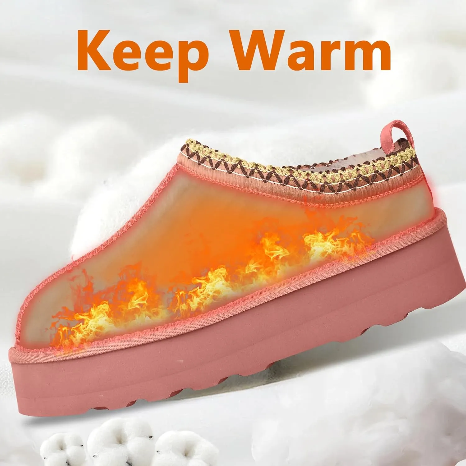 Women's Slippers Platform Mini Boots Short Ankle Boot Fur Fleece Lined Sneakers House slippers Anti-Slip Boot For Outdoor