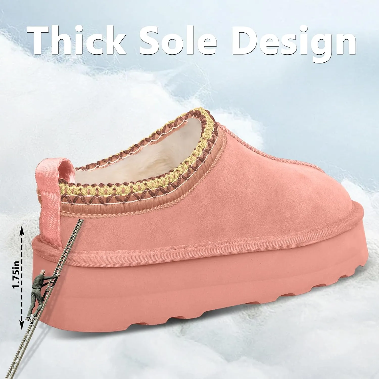 Women's Slippers Platform Mini Boots Short Ankle Boot Fur Fleece Lined Sneakers House slippers Anti-Slip Boot For Outdoor