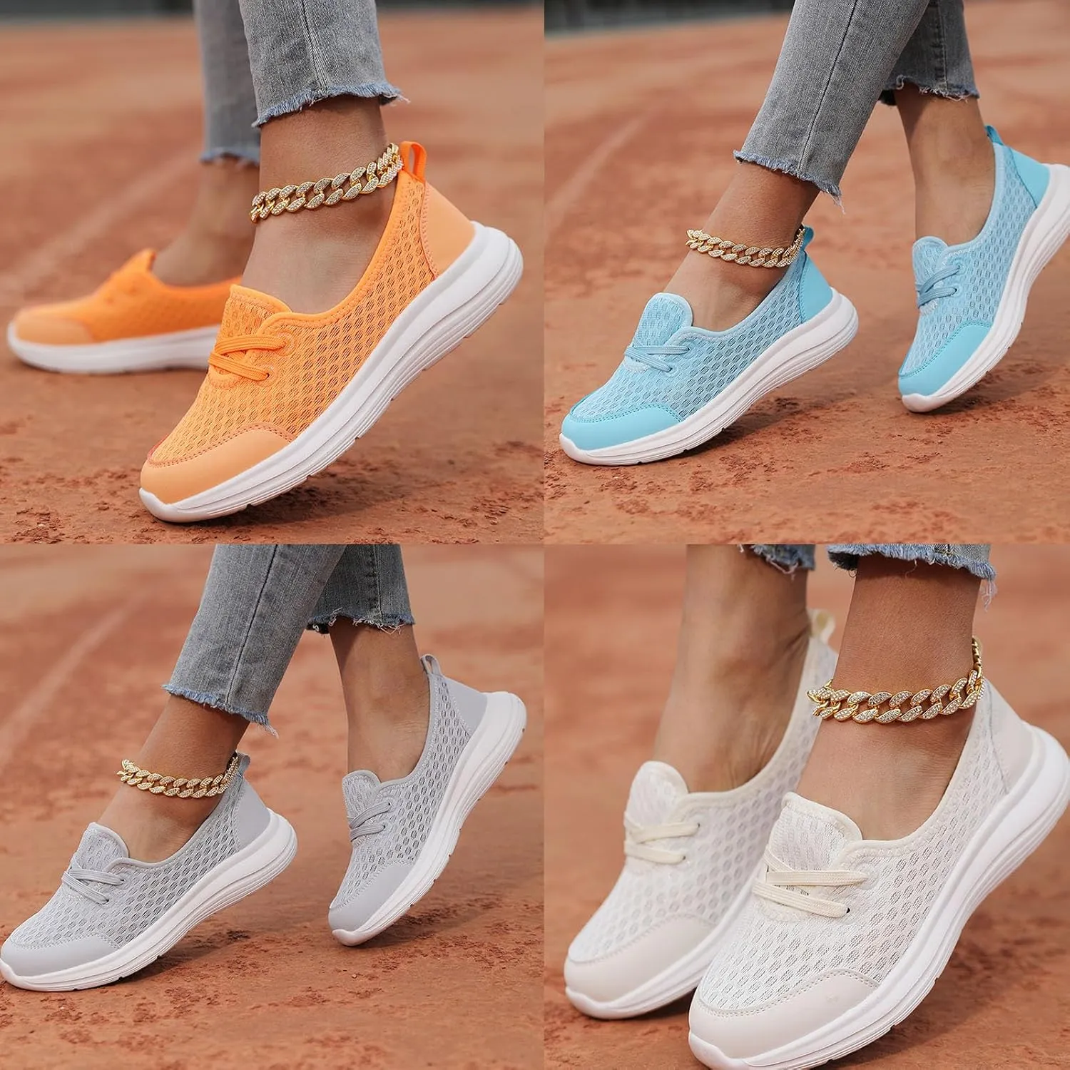 Women's Soft Sole Mesh Comfort Orthopedic Shoes, Mesh Breathable Slip-On Flat Walking Shoes
