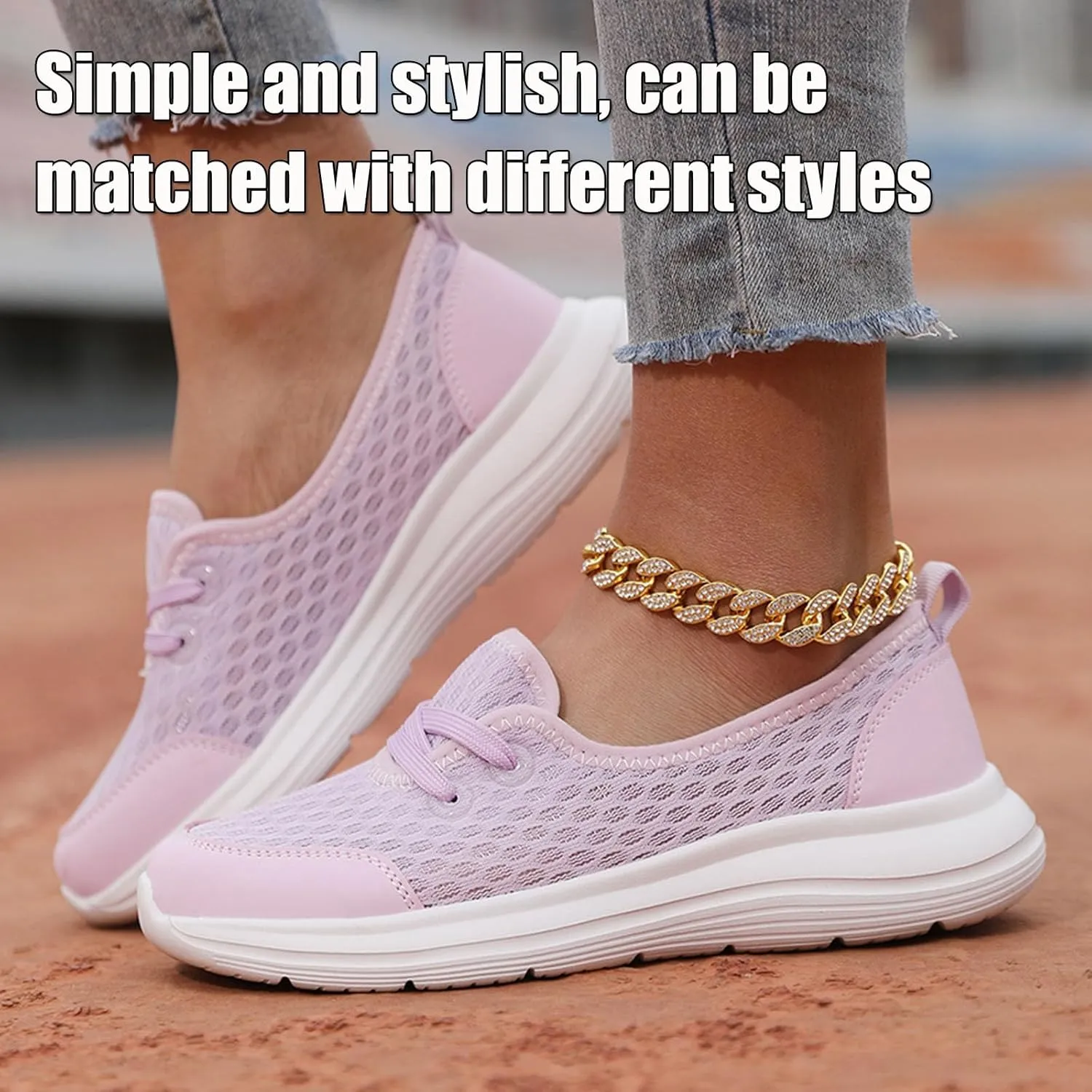 Women's Soft Sole Mesh Comfort Orthopedic Shoes, Mesh Breathable Slip-On Flat Walking Shoes