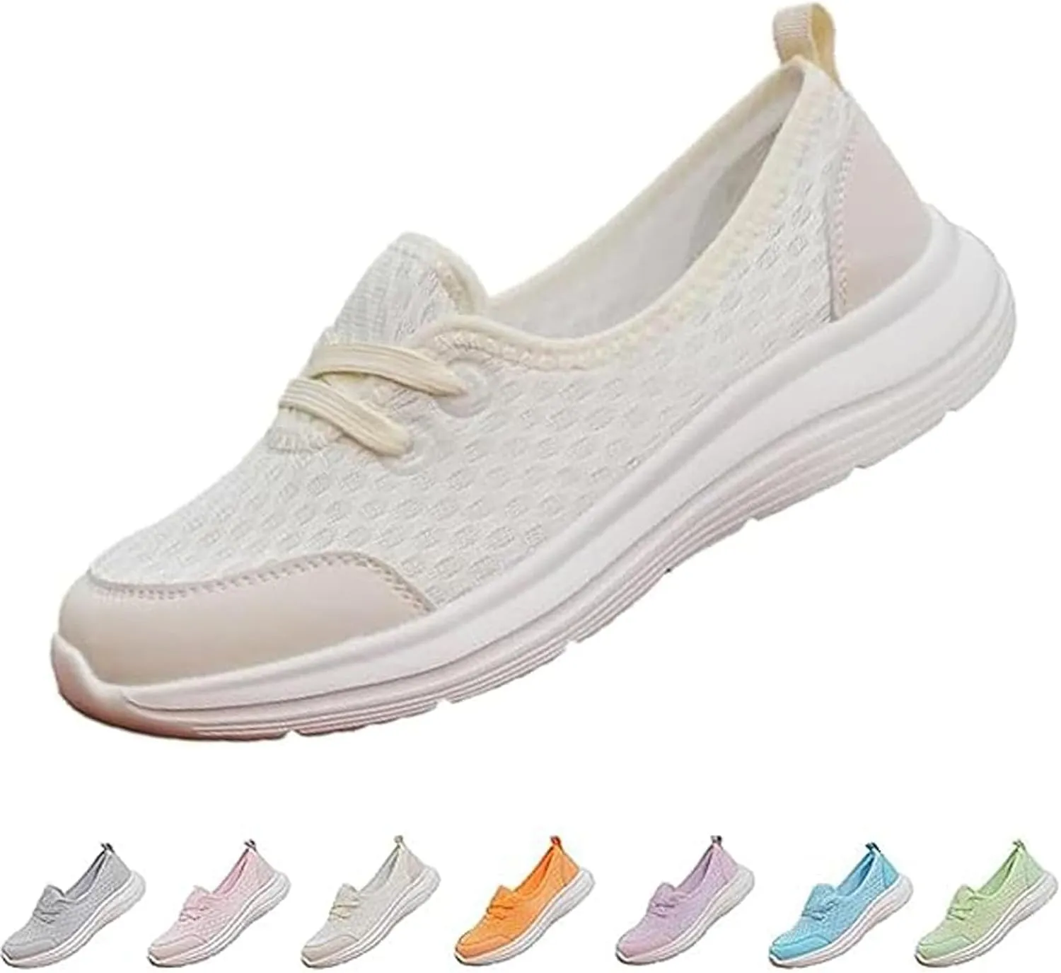 Women's Soft Sole Mesh Comfort Orthopedic Shoes, Mesh Breathable Slip-On Flat Walking Shoes