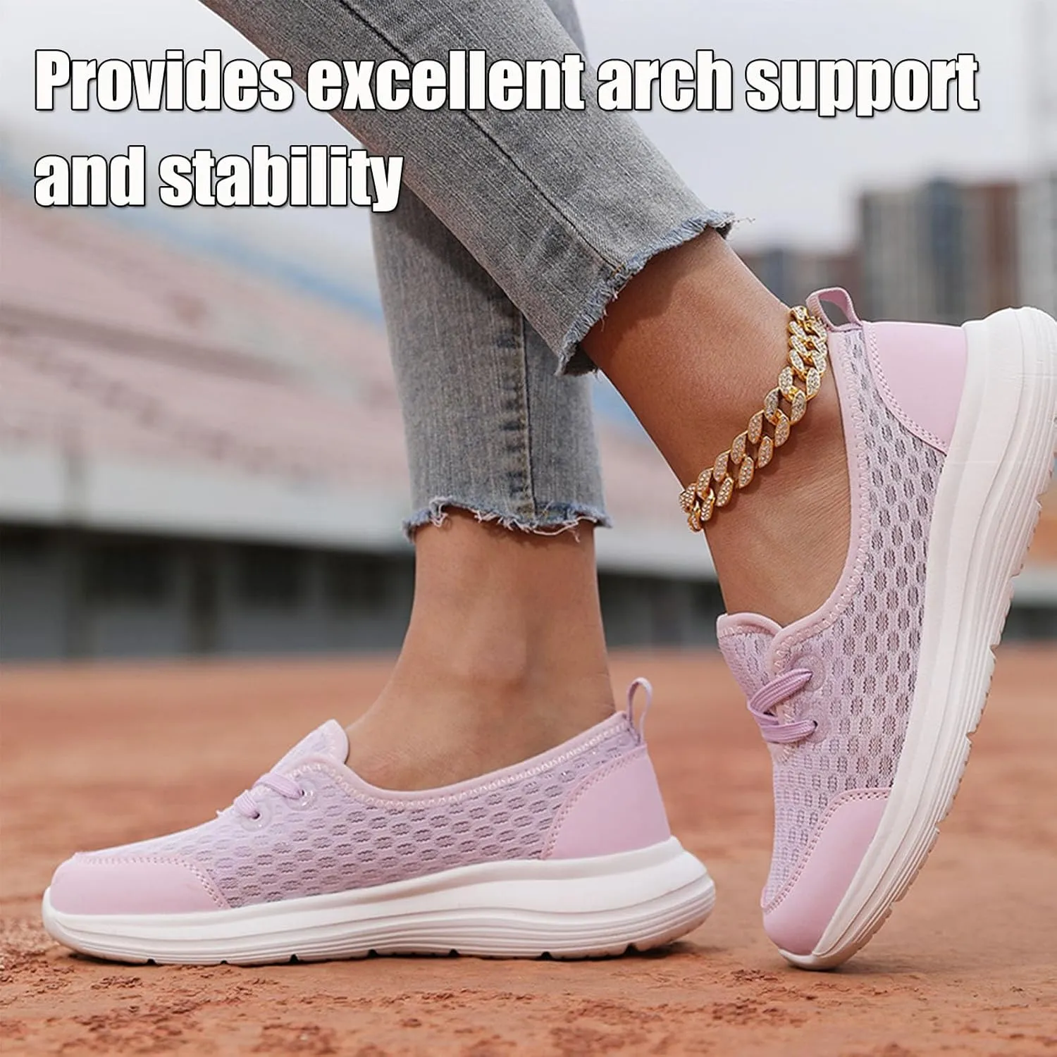 Women's Soft Sole Mesh Comfort Orthopedic Shoes, Mesh Breathable Slip-On Flat Walking Shoes