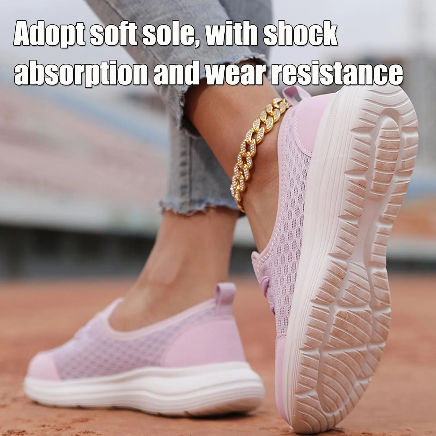Women's Soft Sole Mesh Comfort Orthopedic Shoes, Mesh Breathable Slip-On Flat Walking Shoes