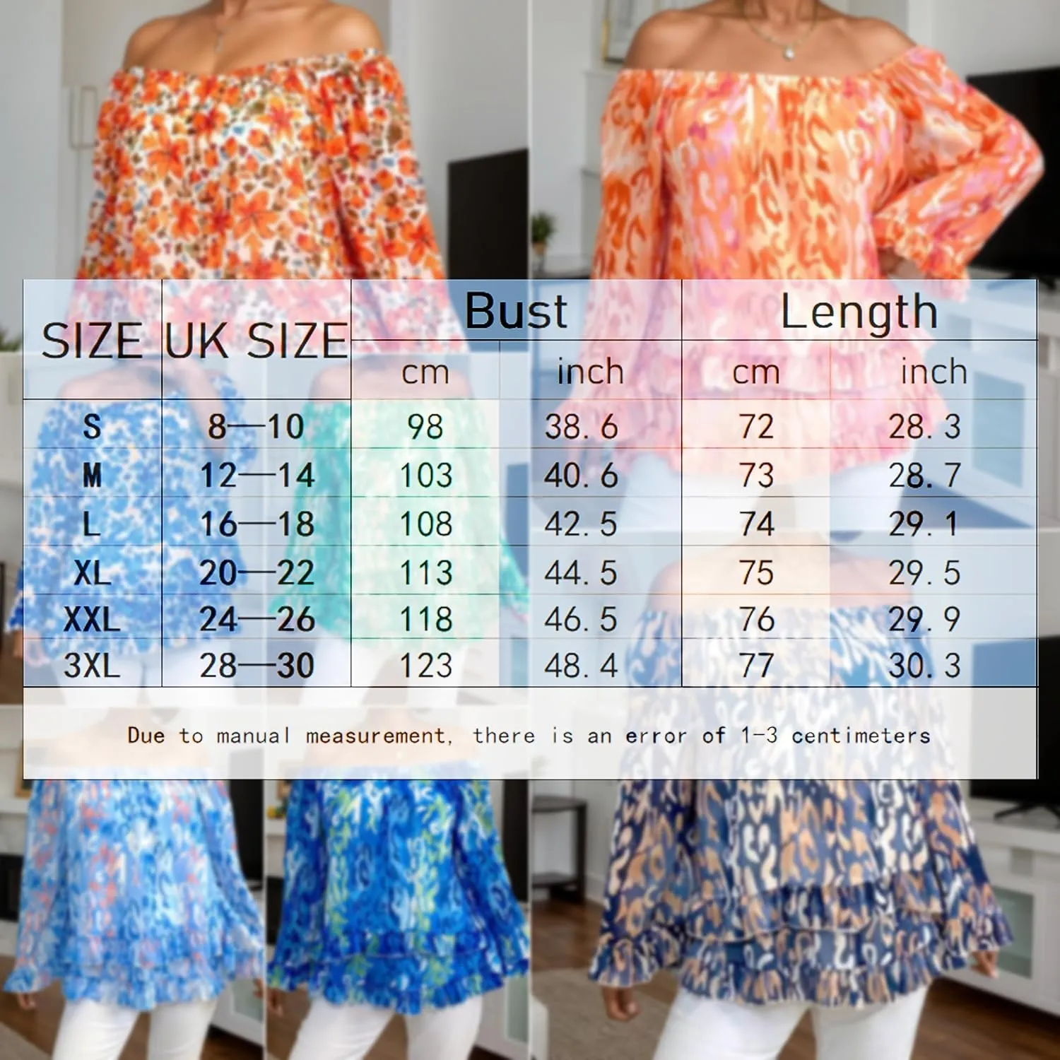 Women's Summer Off Shoulder Tops Ruffled Long Sleeve Boho Floral Print Blouse Shirts Blouses