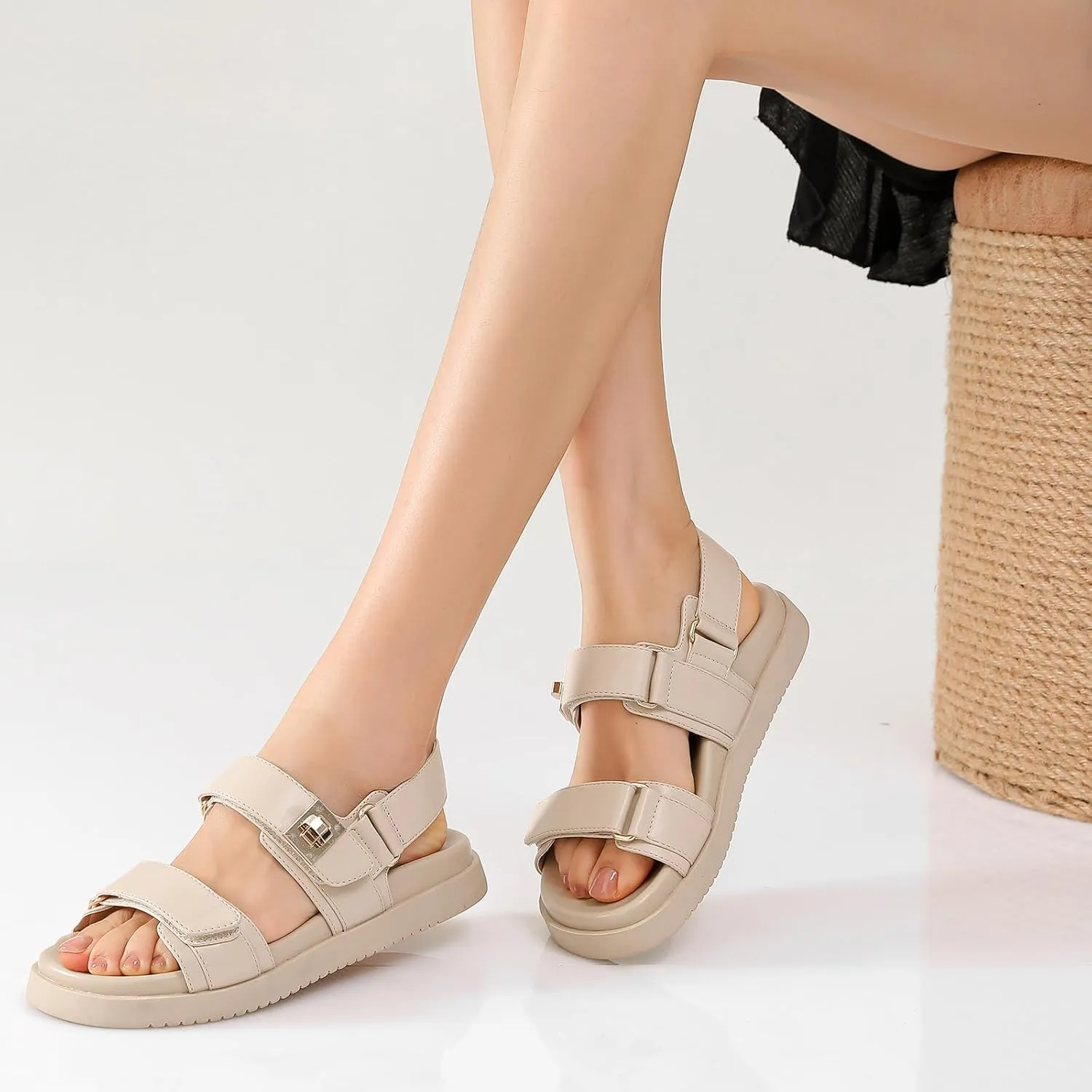 Womens Summer Sandals Casual Adjustable Arch Support Comfortable Thick Sole Flat Sandals