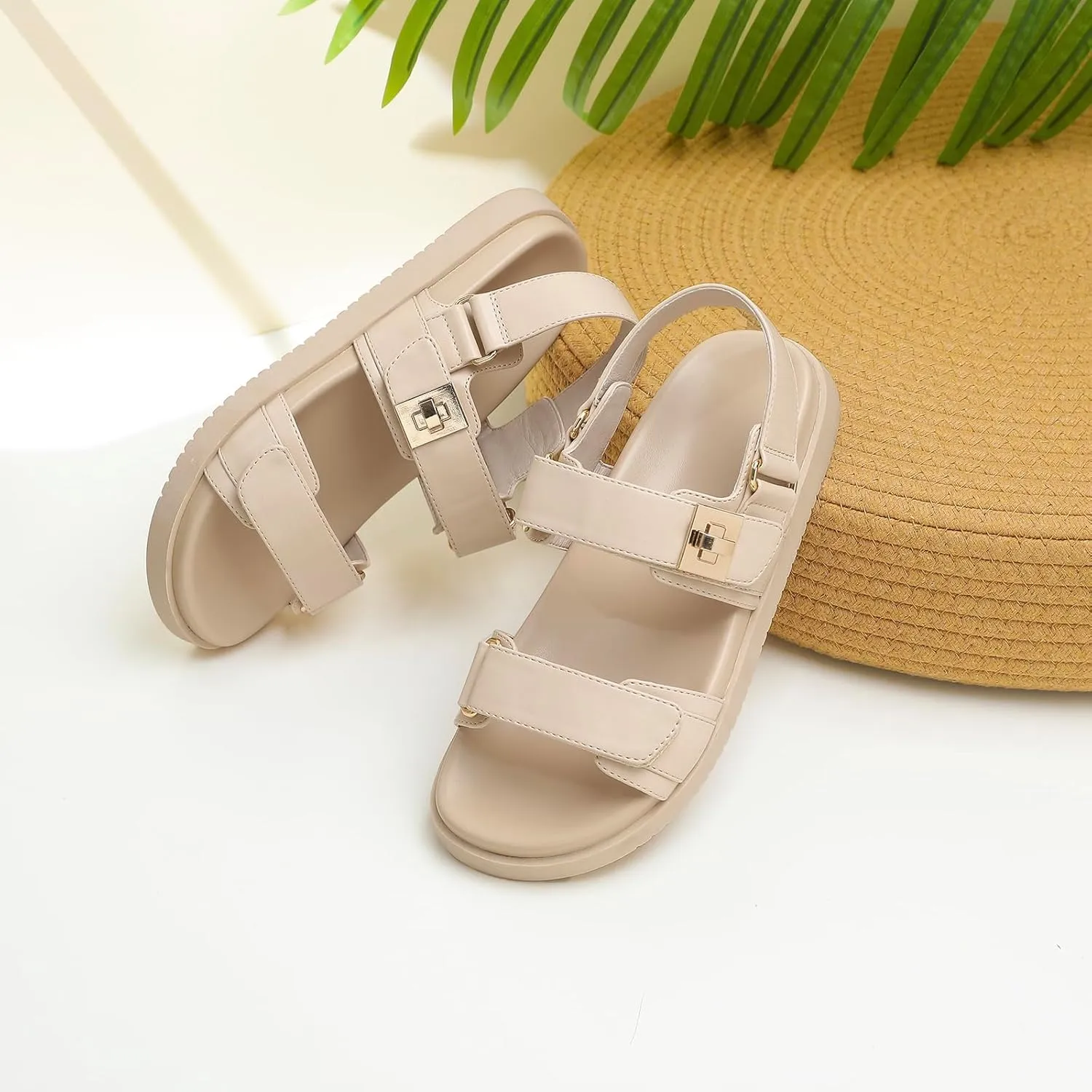 Womens Summer Sandals Casual Adjustable Arch Support Comfortable Thick Sole Flat Sandals