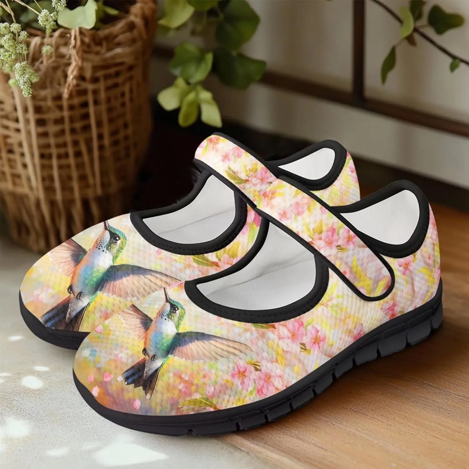 Women's Walking Shoes Lady Fashion Mary Jane Sneakers Breathable Adjustable Working Flat Shoes
