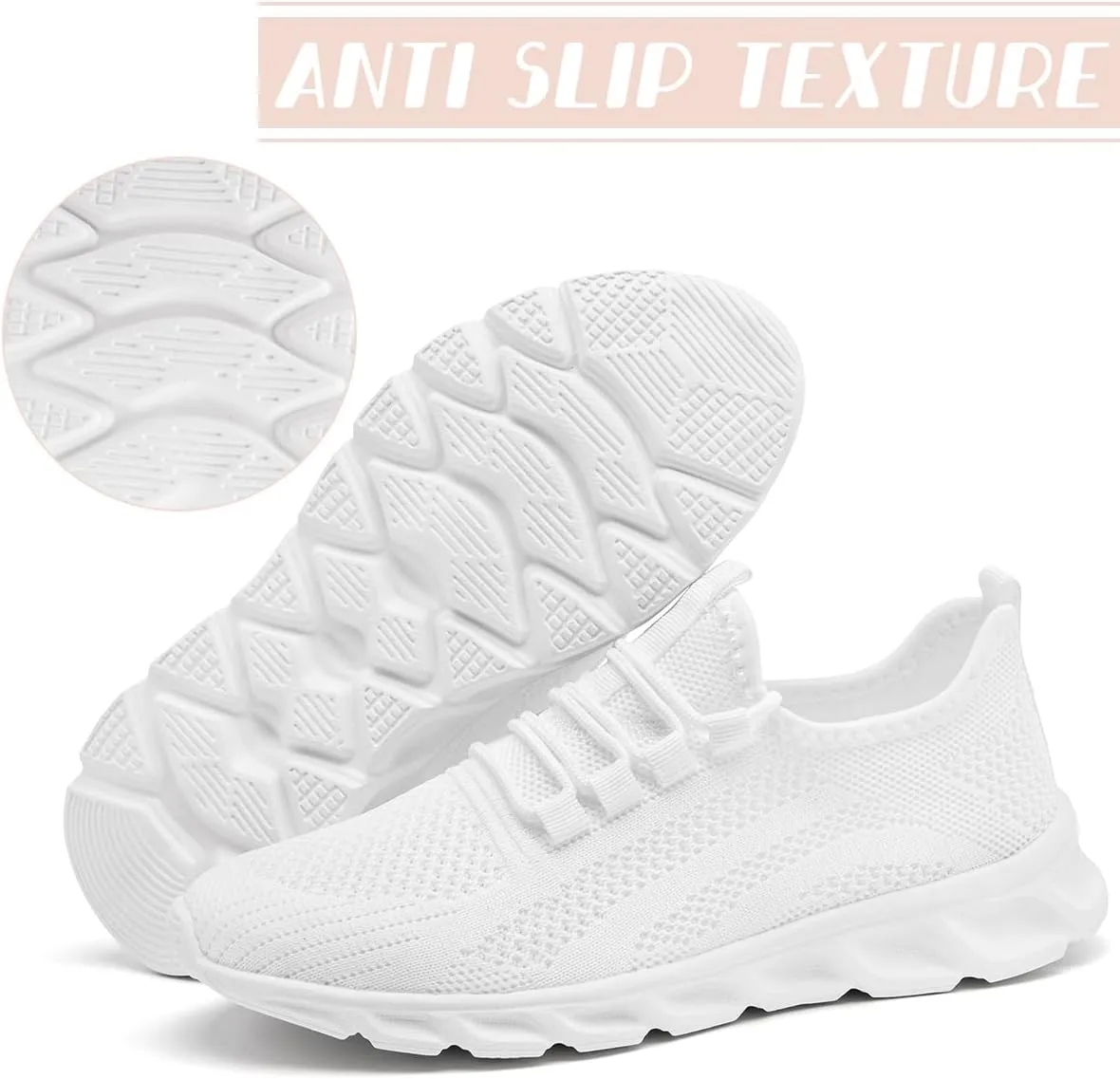 Womens Walking Shoes Slip On Tennis Running Fashion Sneakers for Sport Workout Gym Athletic Outdoor Jogging Exercise Lightweight Breathbale Shoe
