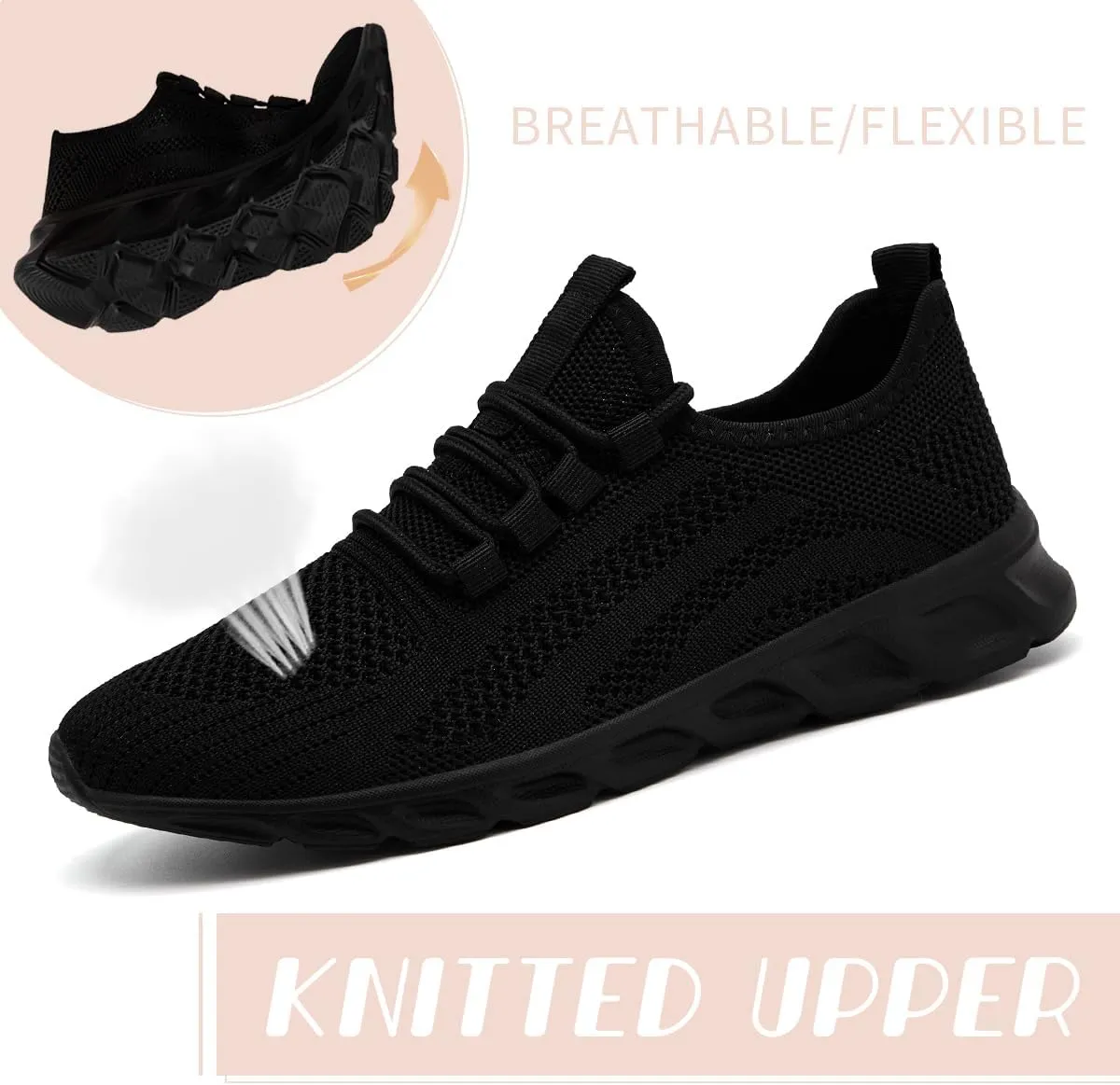 Womens Walking Shoes Slip On Tennis Running Fashion Sneakers for Sport Workout Gym Athletic Outdoor Jogging Exercise Lightweight Breathbale Shoe