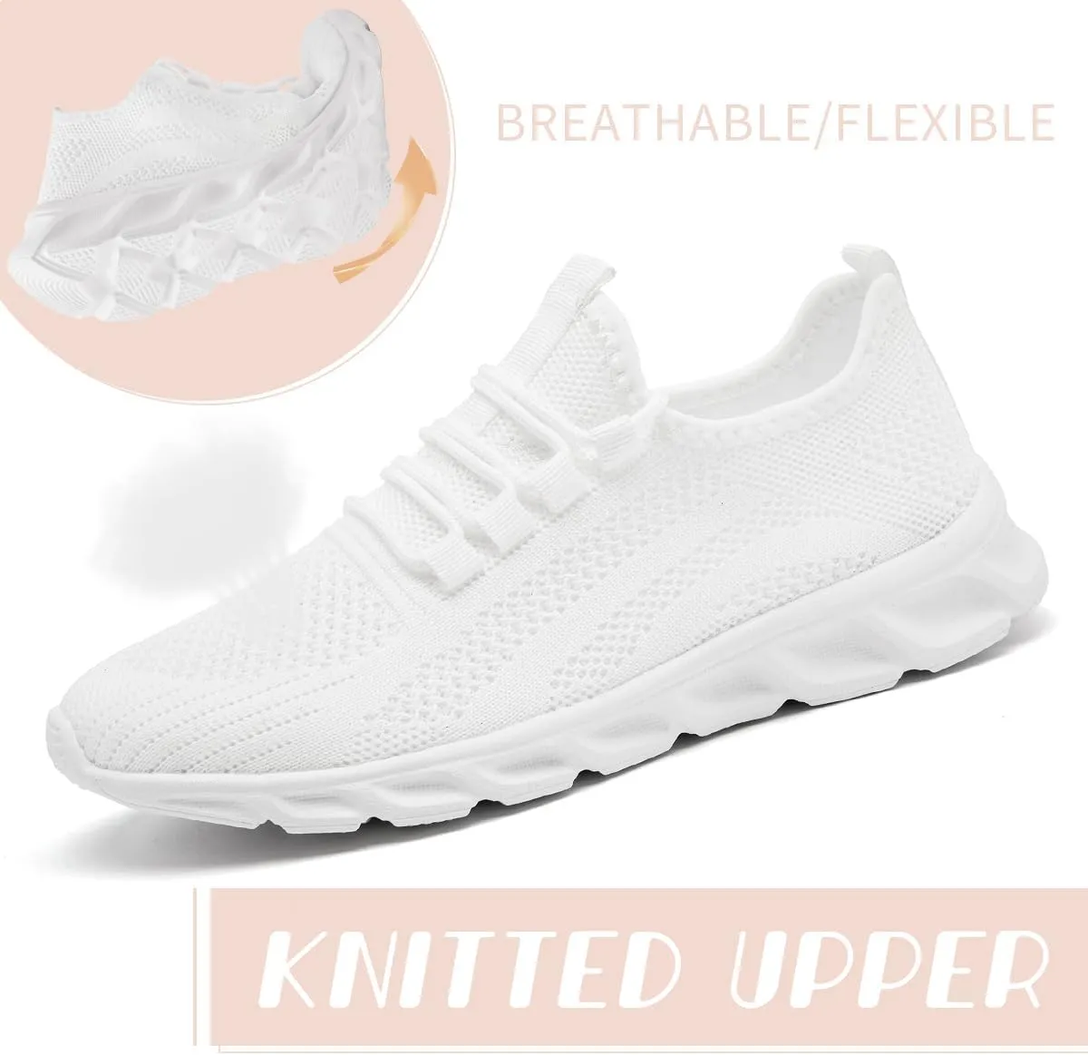 Womens Walking Shoes Slip On Tennis Running Fashion Sneakers for Sport Workout Gym Athletic Outdoor Jogging Exercise Lightweight Breathbale Shoe