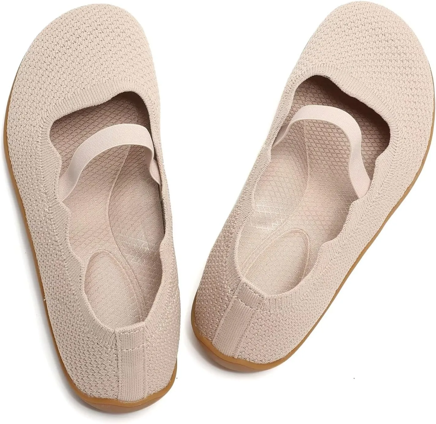 Women's Wide Toe Box Flats Knit Mary Jane Ballet Flats Wide Width Walking Dressy Shoes with Arch Support Comfortable