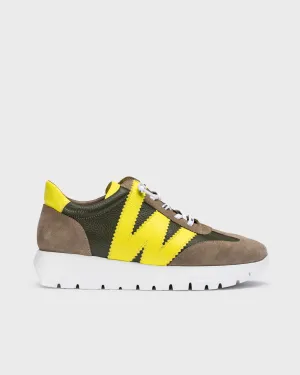 WONDERS - A-2476 MOC-LACE FASHION TRAINER - TAUPE/GREEN/YELLOW