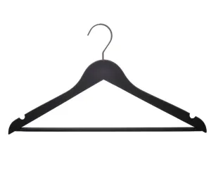 Wooden Suit Hanger | Flat | Black  | Non Slip | Rubberized Coating