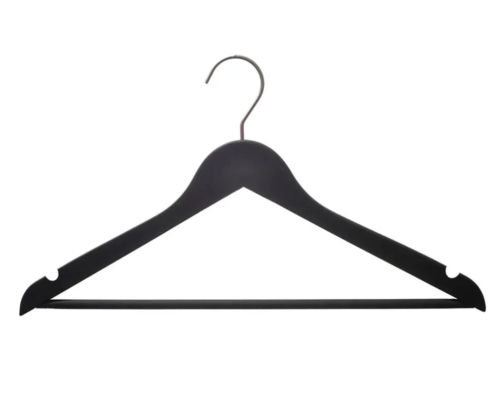 Wooden Suit Hanger | Flat | Black  | Non Slip | Rubberized Coating