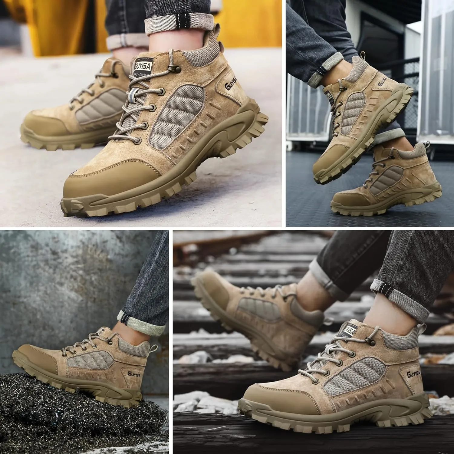 Work Boots for Men Breathable Steel Toe Boots Lightweight Steel Toe Shoes for Men Construction Boot Comfortable Safety Boot Indestructible Industrial Work Shoes