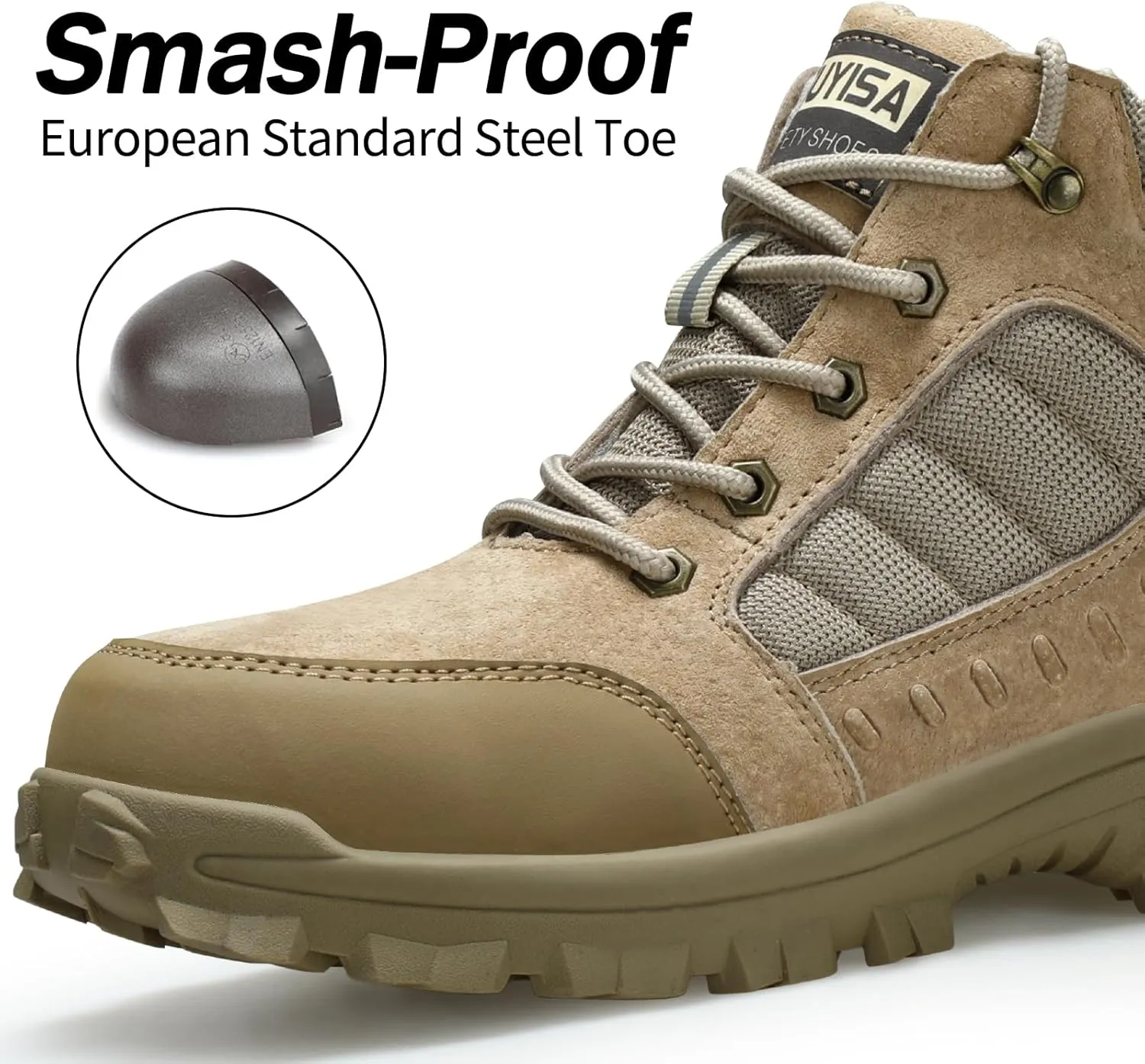 Work Boots for Men Breathable Steel Toe Boots Lightweight Steel Toe Shoes for Men Construction Boot Comfortable Safety Boot Indestructible Industrial Work Shoes