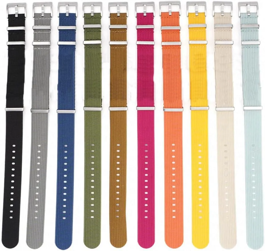 Woven Nylon Strap Band 18mm 20mm 22mm 24mm Stainless Steel Buckle Men Women Replace Watchband Watch Accessories