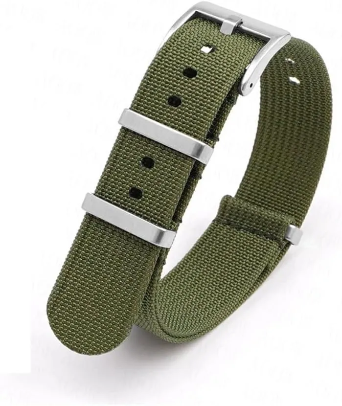Woven Nylon Strap Band 18mm 20mm 22mm 24mm Stainless Steel Buckle Men Women Replace Watchband Watch Accessories