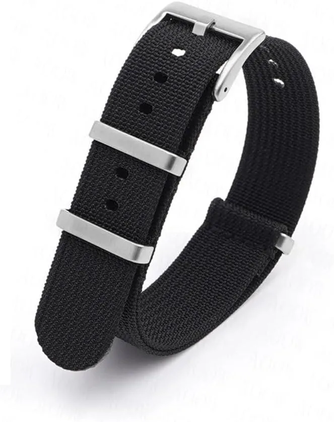 Woven Nylon Strap Band 18mm 20mm 22mm 24mm Stainless Steel Buckle Men Women Replace Watchband Watch Accessories