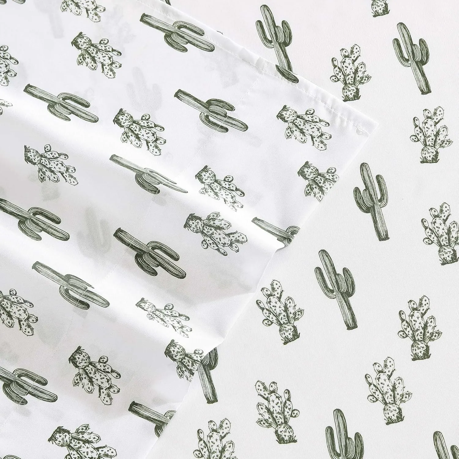 Wrangler - Bed Sheets, Breathable & Wrinkle Resistant Bedding, Includes Matching Sham & Pillowcases, Yellowstone Inspired Bed Sheets, Dorm Essentials (Cacti Green, Queen)